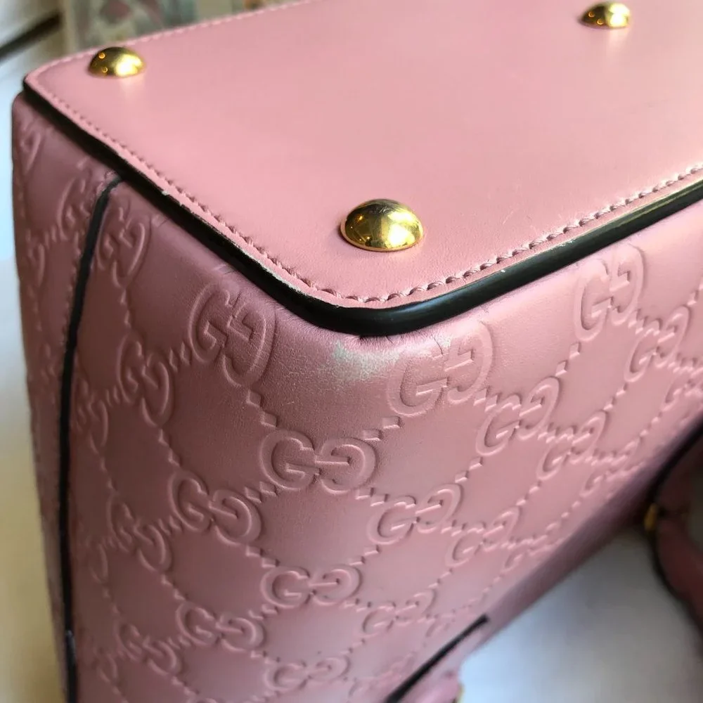 💗 GUCCI Guccissima Small Zippered Bucket Tote Satchel in Rose